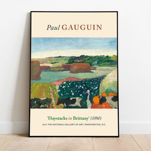 Paul Gauguin — Palheiros na Bretanha (1890) — Pôster de arte impressionista (papel premium) — Ideia para presente/Arte de parede/Impressão/Vintage