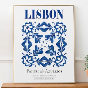 Lisbon Portugal Traditional Tile Pattern Aesthetic Wall Art Decor Print Poster