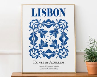 Lisbon Portugal Traditional Tile Pattern Aesthetic Wall Art Decor Print Poster