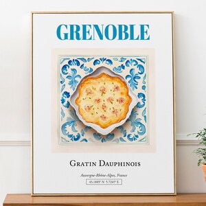 Grenoble (Auvergne-Rhône-Alpes, France), Gratin Dauphinois, Wall Art Travel Print Poster