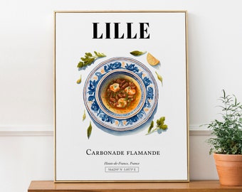 Lille (Hauts-de-France, France), Carbonade Flamande, Wall Art Travel Print Poster