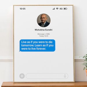 Mahatma Gandhi Inspirational Zitat 'Lebe als ob du morgen sterben würdest. Lerne, als ob du für immer leben würdest, Wachstumsgedenkweise, Lehrergeschenk