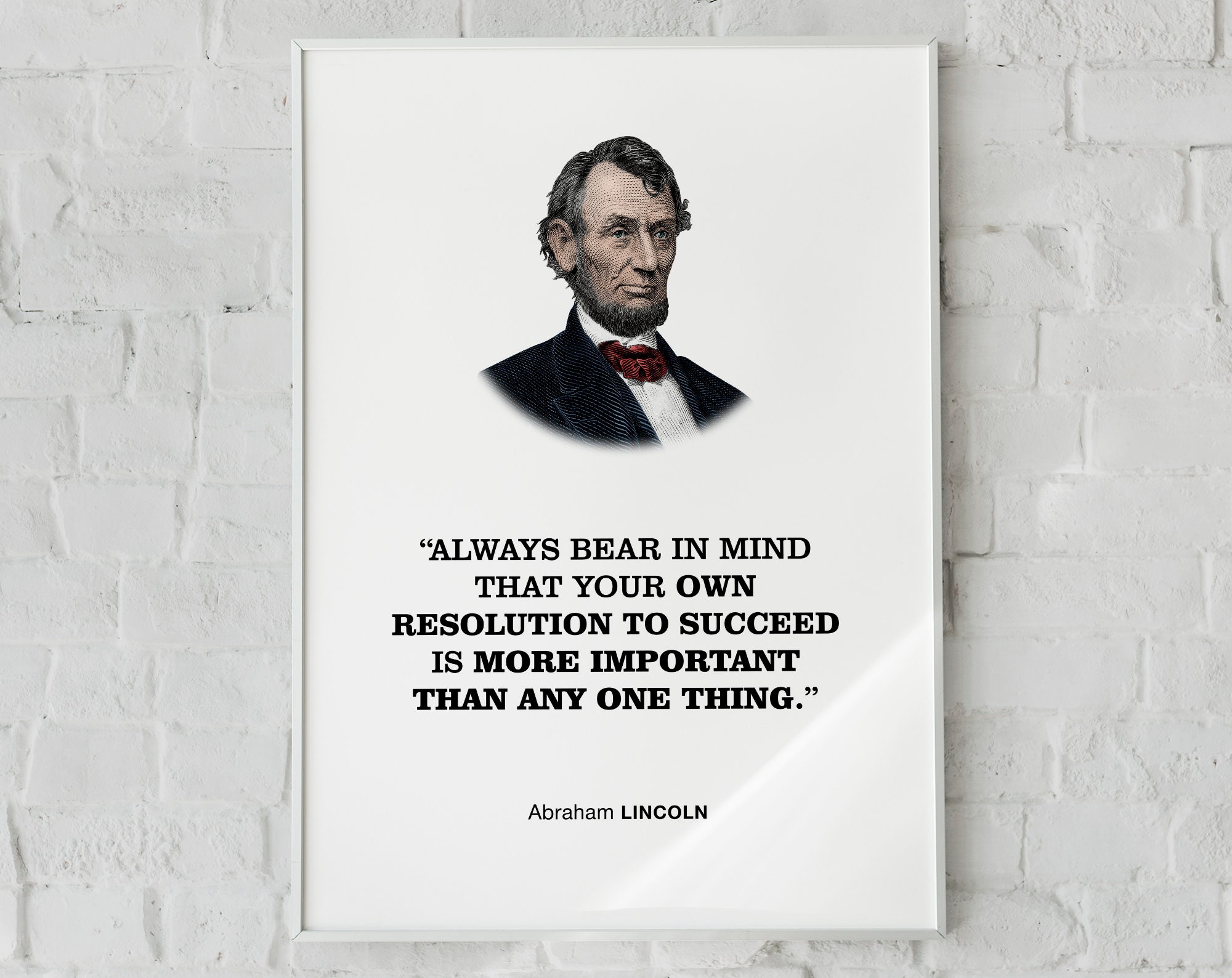 Lincoln Encouraging Quote Wall Art Print Poster 'bear in Mind That Your Own  Resolution to Succeed is More Important Than Any One Thing.' - Etsy, image size:2000x1588