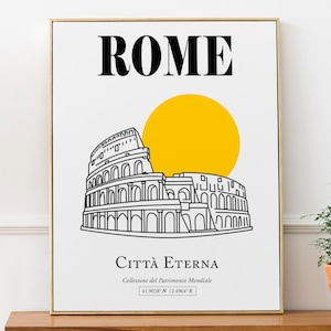 Rome (Roma), Lazio, Italy Abstract Minimalistic Sunset Over Colosseum Wall Art Decor Print Poster