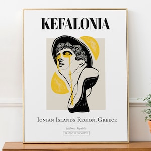 Cefalonia, Región de las Islas Jónicas, Grecia, Estética abstracta, Decoración de pared, Cartel de impresión de viaje, Regalo de cumpleaños