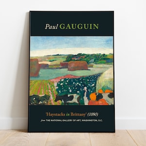 Paul Gauguin — Palheiros na Bretanha (1890) — Pôster de arte impressionista (papel premium) — Ideia para presente/Arte de parede/Impressão/Vintage