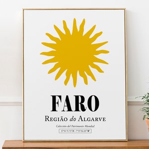 Faro, Algarve, Portogallo Astratto Giallo Sole Estetica Wall Decor Stampa Poster