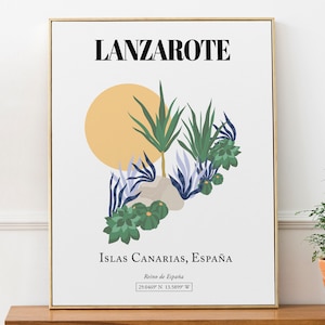 Lanzarote, Canary Islands (Islas Canarias), Spain, Palm tree, Wall Art Print Poster, Anniversary Gift