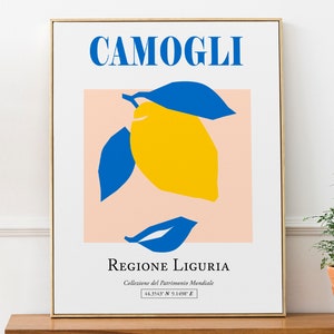 Camogli, Italy, Liguria (Mar Ligure) Abstract Lemon Wall Art Decor Print Poster