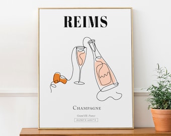 Reims (Grand Est, Francia), Champán, Cartel impreso de viaje de arte mural
