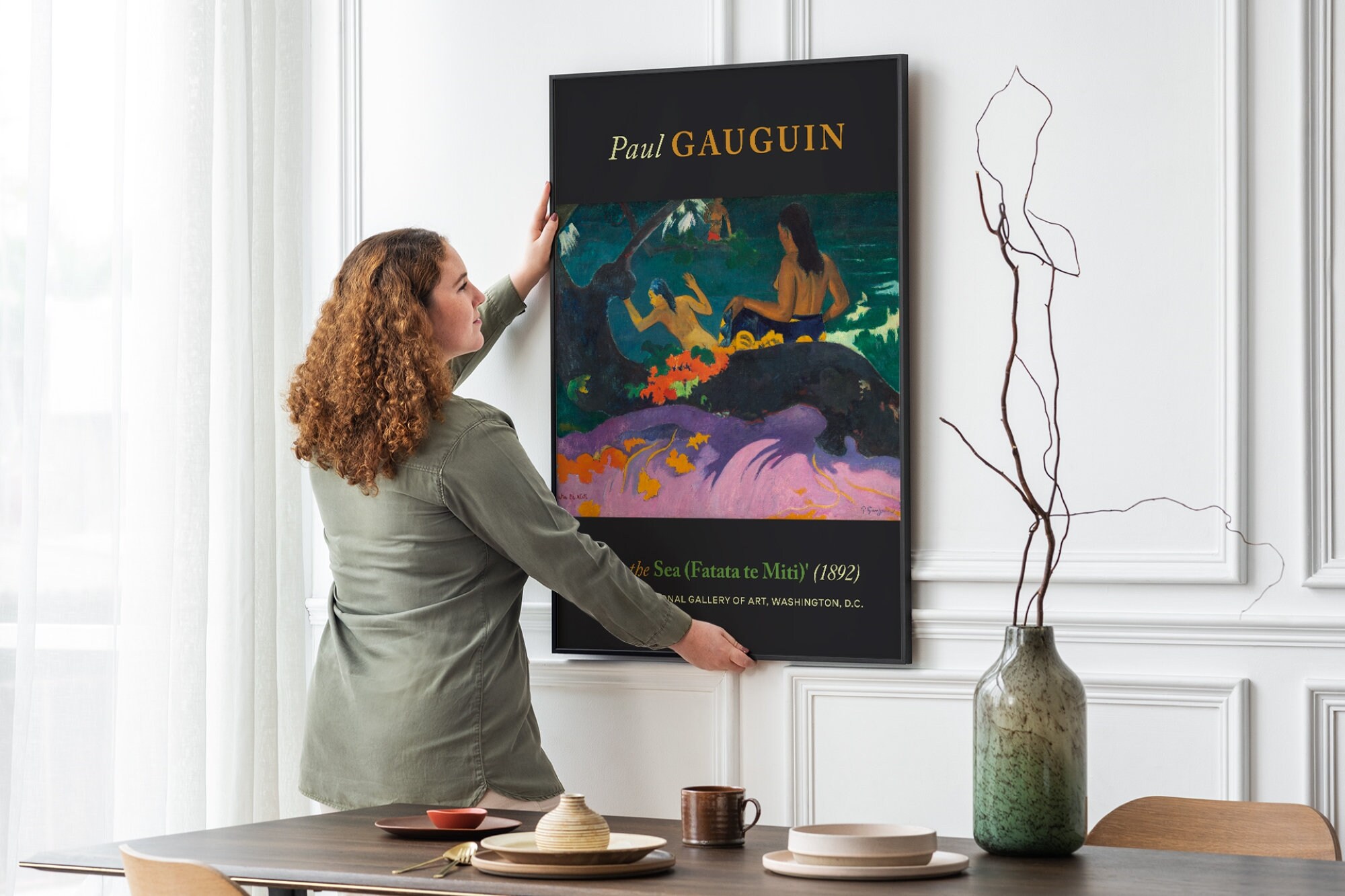 ゴーギャン、【ファタタ・テ・ミチ：海辺で】、希少な画集画、新品高級額 額装付 ポール・ゴーギャン — 海辺にて (Fatata te Miti) 1892 — 印象派アート