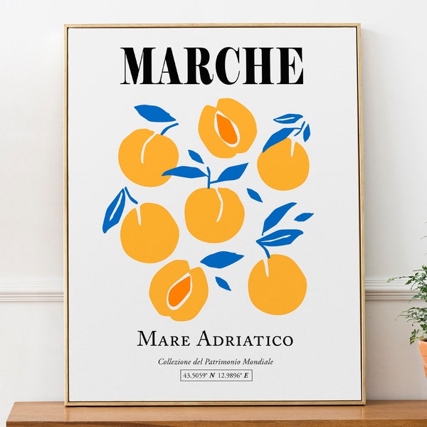 Marche, Italy, Italia Centrale (Mare Adriatico) Aesthetic Peaches Wall Art Decor Print Poster