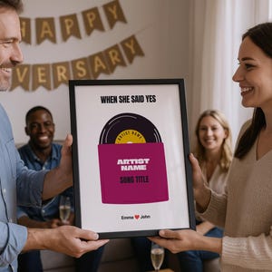 Impresión personalizada del nombre del álbum, LP en funda, regalo de guitarrista, póster de cultura pop, primer aniversario