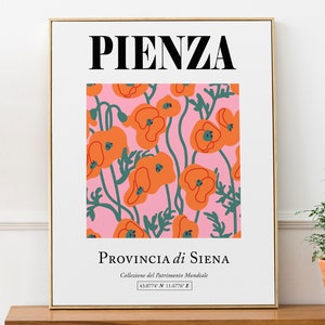 Pienza, Val d&#39;orcia, Tuscany, Italy Poppies On The Pink Background Pattern Wall Decor Print Poster