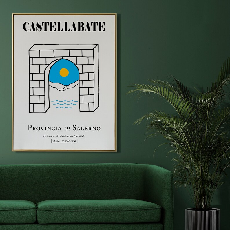 Castellabate Welcome to the South, Salerno, Campania, Italy Boho Sunrise Over Mountains And Stone Arch Wall Decor Print Poster image 6