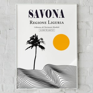 Savona, Italy, Liguria (Mar Ligure) Palm Sunset Wall Decor Print Poster