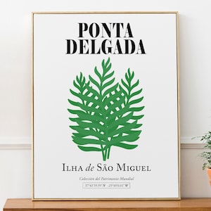 Ponta Delgada, São Miguel Island, Azores, Portugal Abstract Green Tree Leaves Boho Wall Decor Art Print Poster
