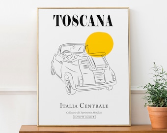 Toscana, Italy, Tuscany (Italia Centrale) Line Art Wall Decor Print Poster
