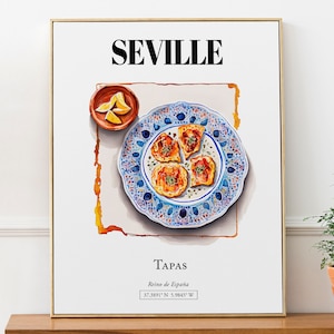 Siviglia, Andalusia, Spagna, Tapas, Wall Art Print Poster, Spagna Lover Gift