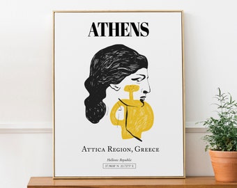 Athens, Attica Region, Greece, Abstract Aesthetic, Wall Art, Travel Print Poster, Birthday Gift
