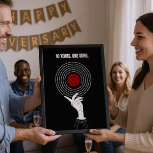Impresión de letras de canciones personalizadas, LP en espiral, regalo de canción personalizado, póster de rap, primer aniversario (6 colores)