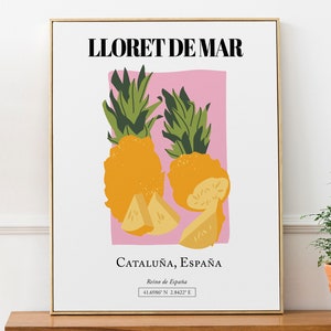 Lloret de Mar, Cataluña (Cataluña), España, Piña, Póster de impresión de arte de pared, Regalo de aniversario