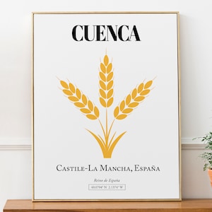 Cuenca, Castille-La Manche, Espagne, Grains de céréales, blé, Affiche d&#39;impression de décoration murale, Cadeau d&#39;amant de voyage
