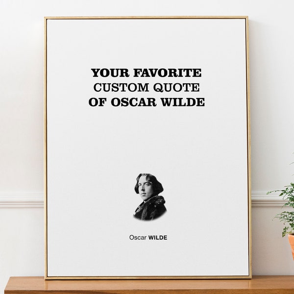 Citation personnalisée d’Oscar Wilde avec | portrait Affiche d’art mural de motivation | Cadeau de travailleur social et de rat de bibliothèque