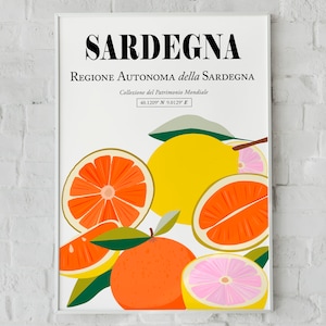 Sardegna, Italia, Sardegna Limoni Colorati Arance Decorazione Murale Stampa Poster