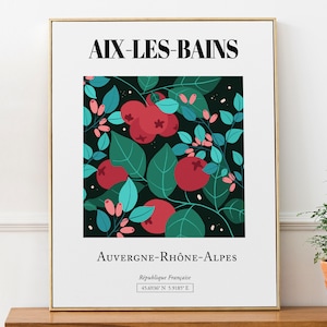 Aix-les-Bains (Auvergne-Rhône-Alpes, France), Berries Pattern, Wall Art Travel Print Poster