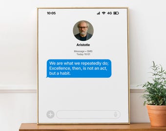 Aristotle Success Quote 'We are what we repeatedly do. Excellence, then, is not an act, but a habit.', Growth Mindset, Athlete Gift