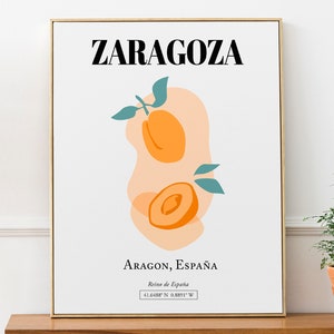 Zaragoza, Aragon, Spain, Peach, Wall Art Print Poster, Anniversary Gift
