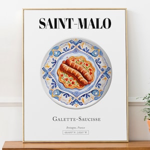 Saint-Malo (Bretaña, Francia), Galette-saucisse, Wall Art Travel Print Poster