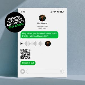 Custom Song Message Poster – Personalized Indie Rock Wall Art with QR Code, 90s Britpop Style Music Print, Unique Gift for Him