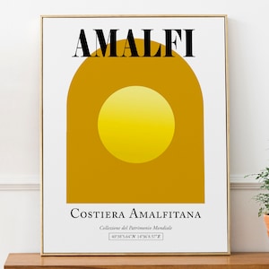 Costa de Amalfi Italia Abstracto Amarillo Atardecer Boho Decoración de pared Art Print Poster