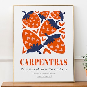 Carpentras Provence-Alpes-Côte d'Azur França Padrão de Morangos Vermelhos, Poster de Impressão de Arte de Parede Estética Abstrata Minimalista