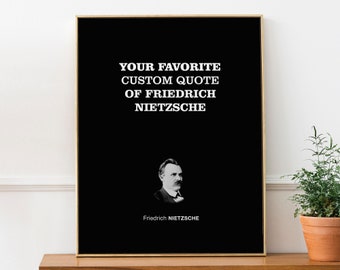 Cita personalizada de Friedrich Nietzsche con retrato / Póster decorativo inspirador para pared / Regalo para 40 cumpleaños y psicólogo