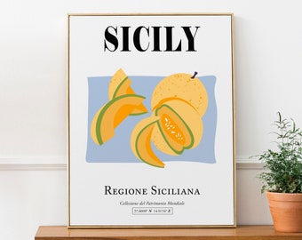 Sicily (Sitilia), Southern Italy Aesthetic Sicilian Melons Wall Decor Print Poster