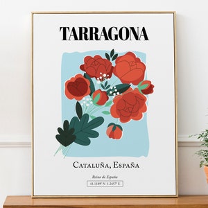 Tarragona, Cataluña (Cataluña), España, rosa roja, póster de impresión de arte de pared, regalo de amante de los viajes