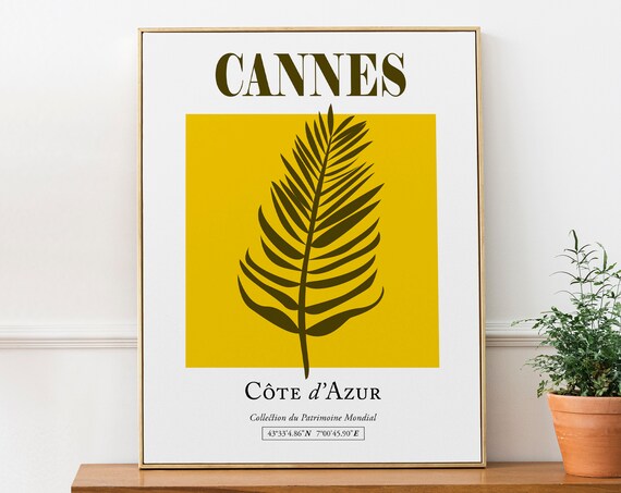 Cannes, Cte d'Azur, France Feuilles de palmier (Palme d'or) Dcoration  murale esthtique Poster impression - Etsy France