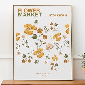 Stockholm, Sweden Flower Market Yellow and Green Aesthetic Wall Decor Print Poster