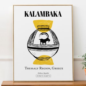 Kalambaka, Regione della Tessaglia, Grecia, Estetica astratta, Decorazione murale, Poster di stampa di viaggio, Regalo amante della Grecia