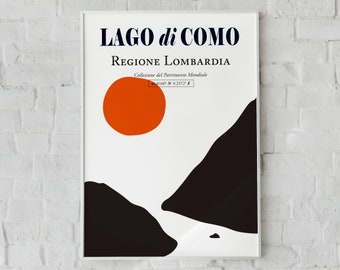 Lago di Como, Italy, Lake Como (Lombardia Lake) Abstract Lake Wall Decor Print Poster