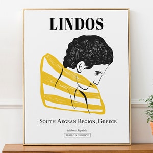 Lindos, Südliche Ägäis, Griechenland, Abstrakte Ästhetik, Wanddeko, Reisedruck Poster, Geburtstagsgeschenk