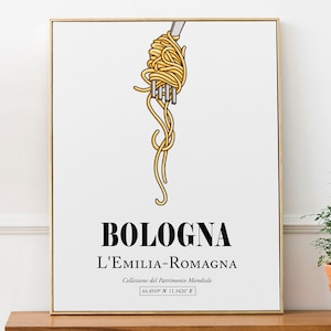 Bologna, Emilia Rimini, Italien Minimalistisches Spaghetti (Pasta) Bolognese Wand dekor Poster
