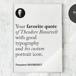 Custom Theodore Roosevelt Motivational Quote Wall Decor Print Poster, Inspirational Quotes, Office and Home Decor, Gift Idea