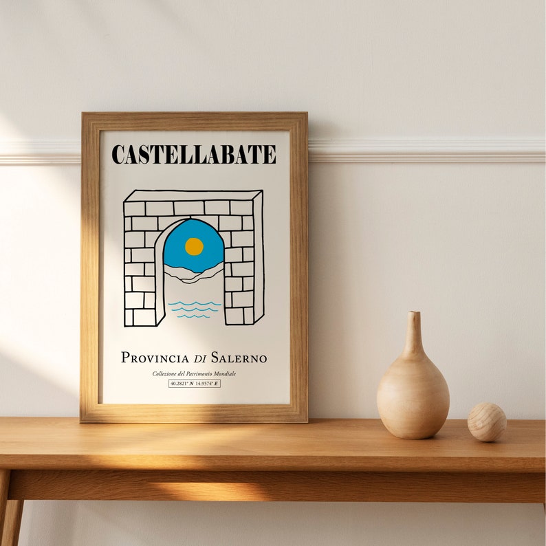 Castellabate Welcome to the South, Salerno, Campania, Italy Boho Sunrise Over Mountains And Stone Arch Wall Decor Print Poster image 2