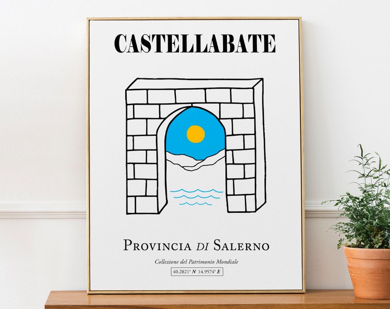 Castellabate Welcome to the South, Salerno, Campania, Italy Boho Sunrise Over Mountains And Stone Arch Wall Decor Print Poster image 1