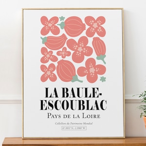 La Baule-Escoublac Pays de la Loire France Pink Flowers Pattern, Boho Abstract Aesthetic Wall Art Print Poster, regalo de cumpleaños