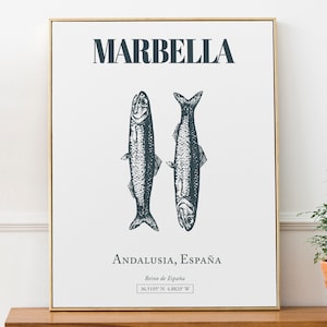Marbella, Andalusien, Spanien, Sardinen, Wall Decor Print Poster, Housewarminggeschenk